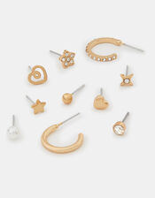 10-Pack Heart Stud & Hoop Earrings, , large
