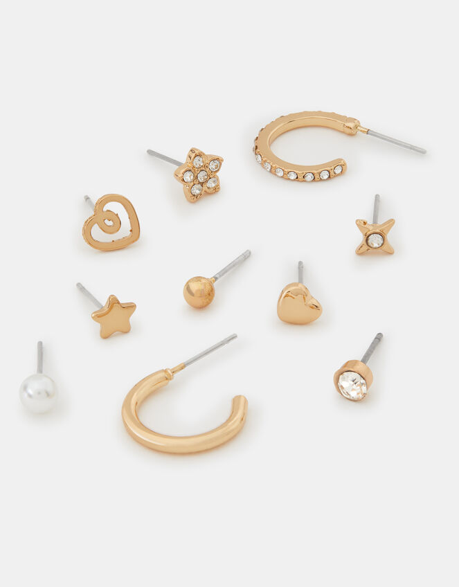 10-Pack Heart Stud & Hoop Earrings, , large