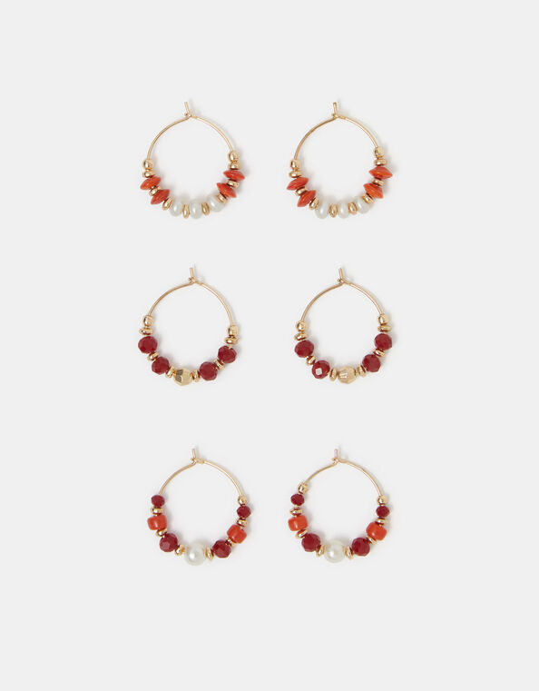 3-Pack Beaded Hoop Earrings, , large