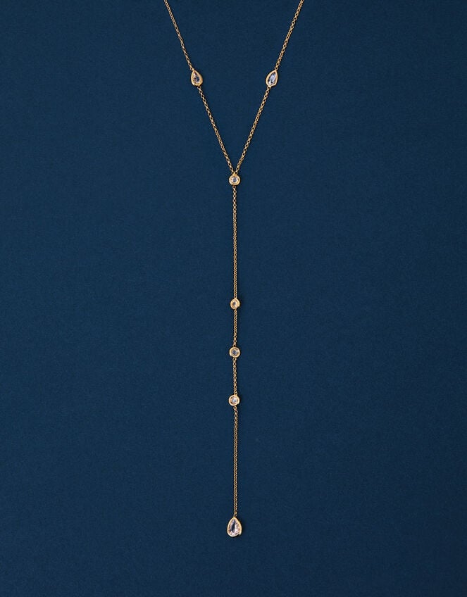 14ct Gold-Plated Pear Y-Chain Necklace, , large