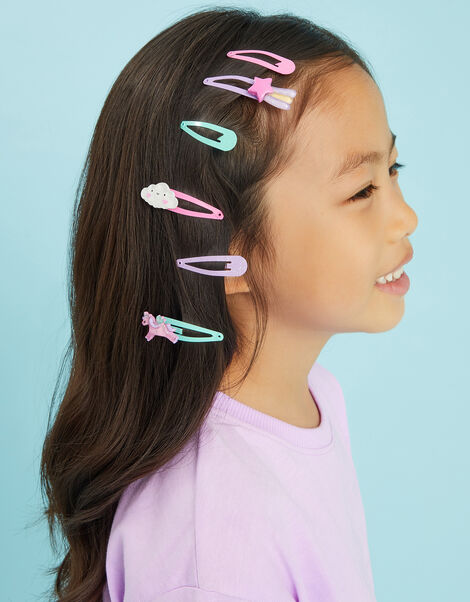 6-Pack Girls Unicorn Hair Clips, , large