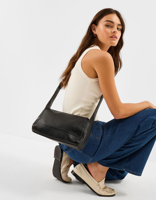 Plain Crossbody Bag, Black (BLACK), large