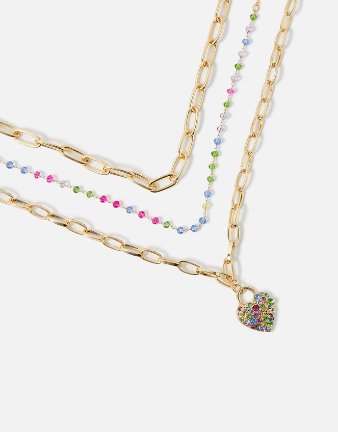 Layered Disco Heart Necklace, , large