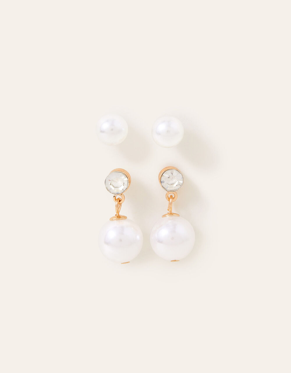 Tiny Pearl Stud and Short Drop Earrings Set of Two Studs Accessorize UK