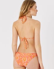Paisley Foil Ring Trim Bikini Top, Orange (RUST), large