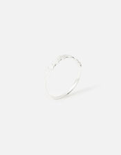 Sterling Silver Star Band Ring, Silver (ST SILVER), large