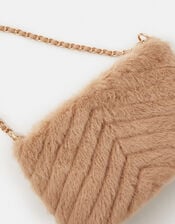 Faux Fur Chain Strap Shoulder Bag, , large