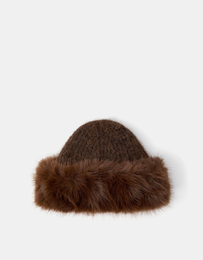 Faux Fur Trim Beanie Hat, , large