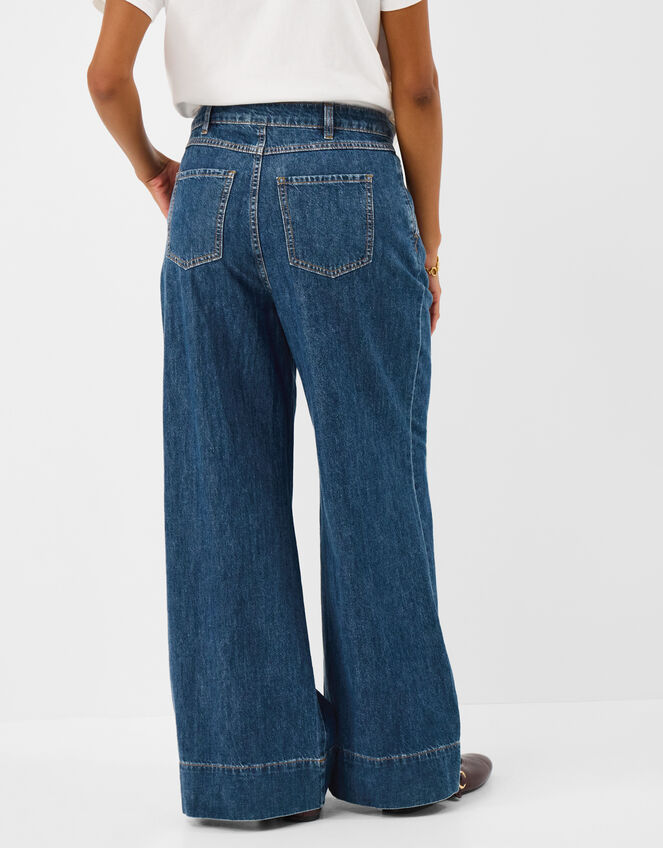 Pleat Waist Wide Leg Jeans, Blue (BLUE), large