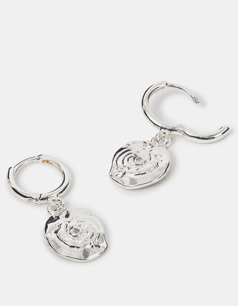 Sterling Silver-Plated Shell Drop Earrings, , large