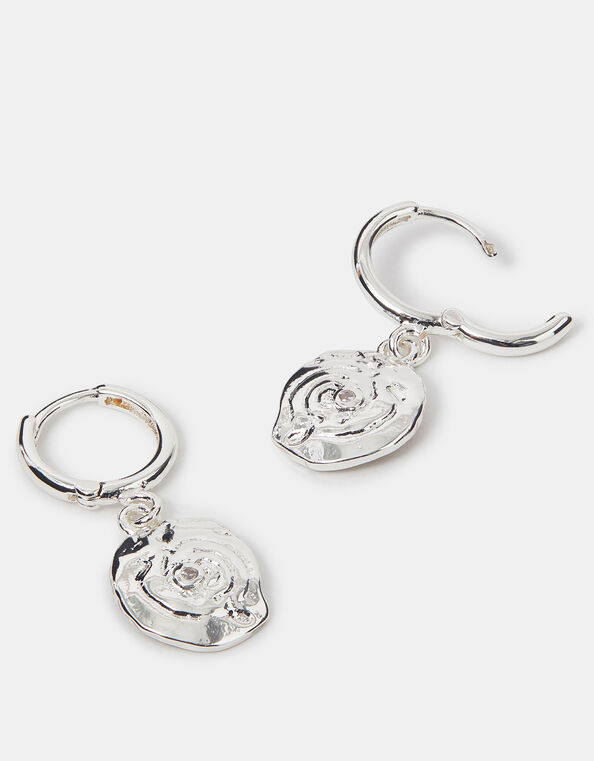 Sterling Silver-Plated Shell Drop Earrings, , large