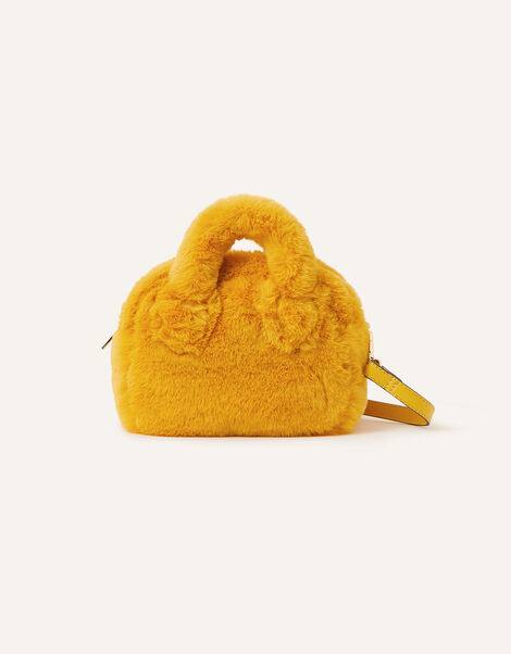 Faux Fur Handheld Cross-Body Bag, Yellow (YELLOW), large
