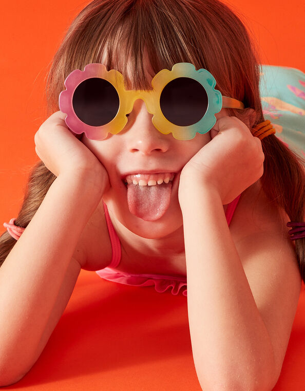 Girls Ombre Flower Power Sunglasses , , large
