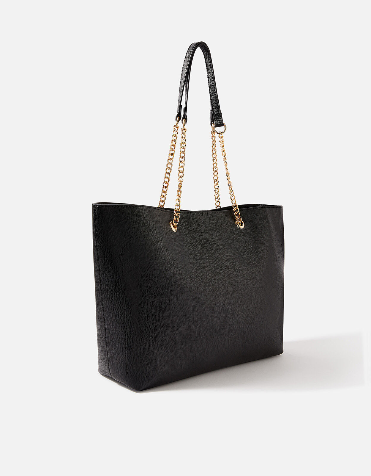 Black tote bag with gold chain on sale