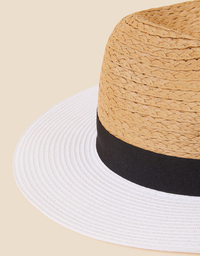 Monochrome Colourblock Fedora Hat, , large