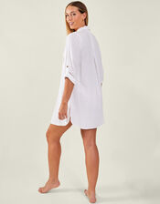 Long Sleeve Beach Shirt, White (WHITE), large