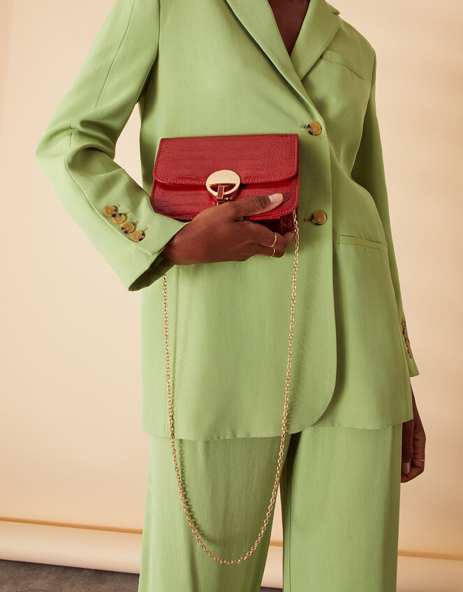 Faux Croc Lock Chain Bag, , large