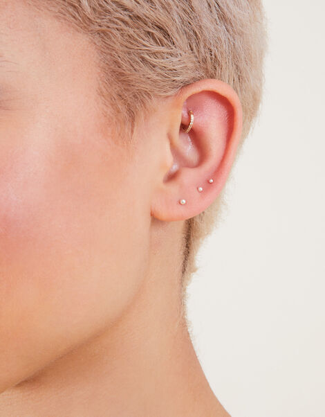Sterling Silver Ball Studs Set of Three, , large