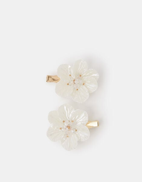 2-Pack Girls Pearl Dahlia Hair Clips, , large