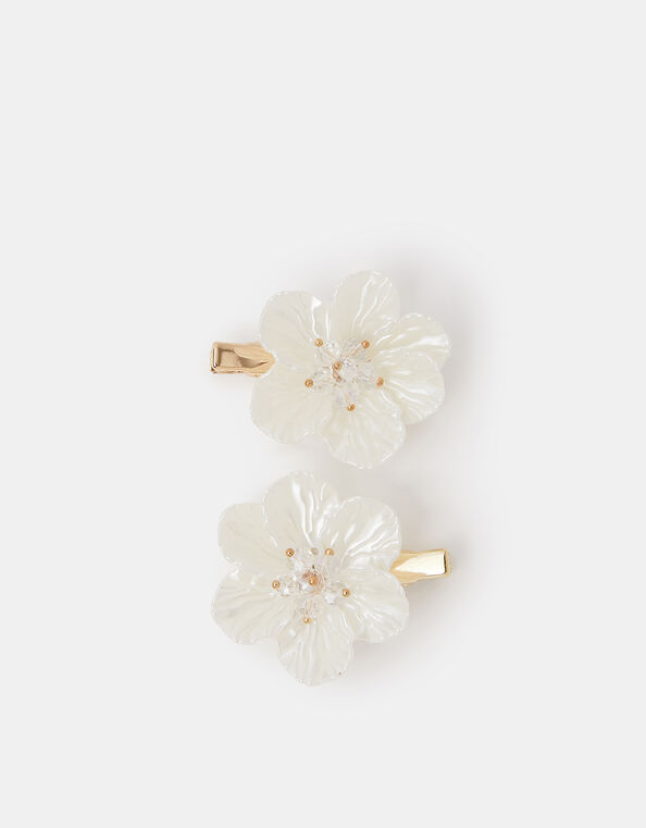 2-Pack Girls Pearl Dahlia Hair Clips, , large