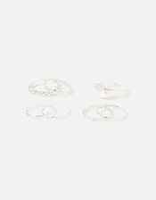 Berry Blush Stacking Rings 7 Pack, Silver (SILVER), large