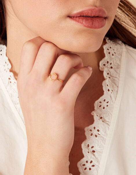 Gold-Plated Healing Stone Rose Quartz Ring, Pink (PINK), large