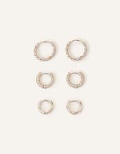 Platinum-Plated Twisted Hoops Set of Three, , large