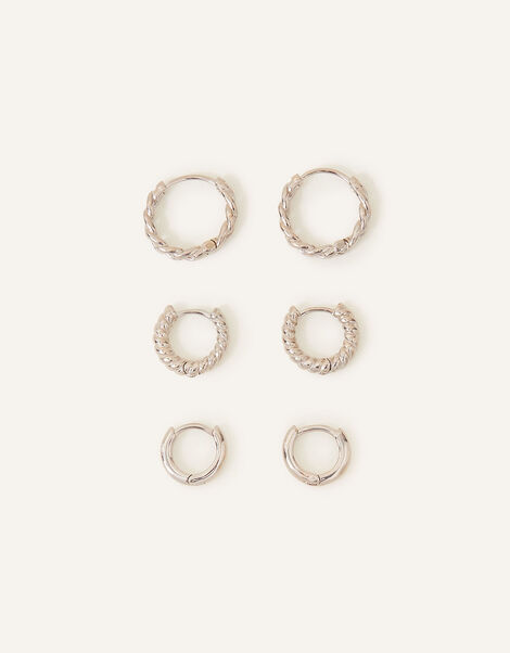 Platinum-Plated Twisted Hoops Set of Three, , large