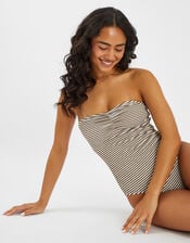 Textured Stripe Swimsuit, Camel (BEIGE), large