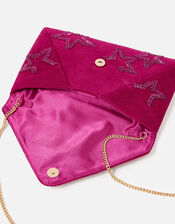 Beaded Star Velvet Clutch, , large