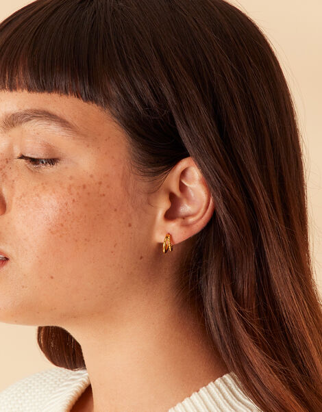 Gold Vermeil Plain and Twist Hoops, , large