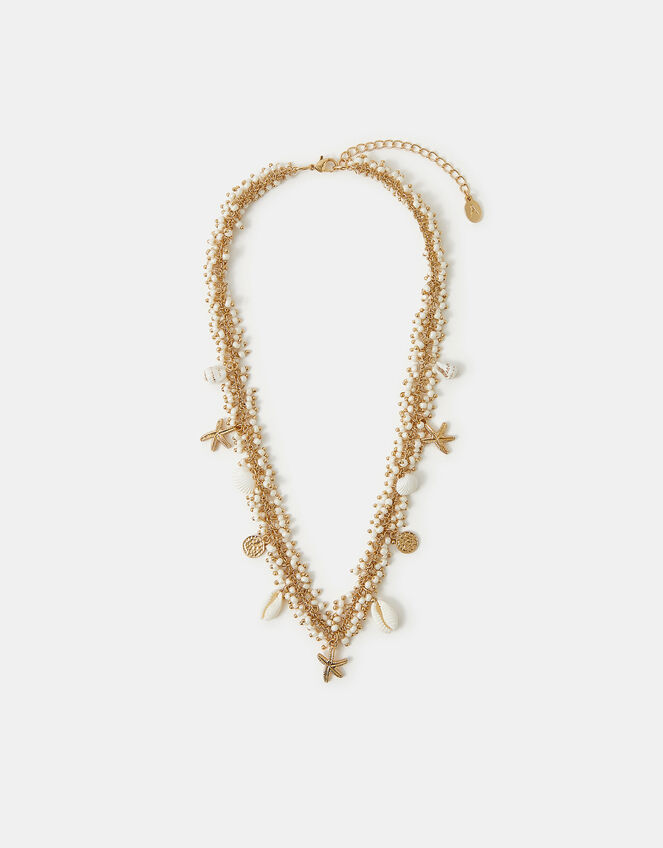 Seashell Starfish Bead Necklace, , large