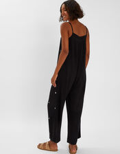 Embroidered Beach Jumpsuit, Black (BLACK), large