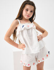 Sea Life Embroidered Shorts, White (WHITE), large