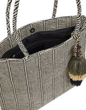 Meera Woven Shopper Bag with Tassel Trim, , large