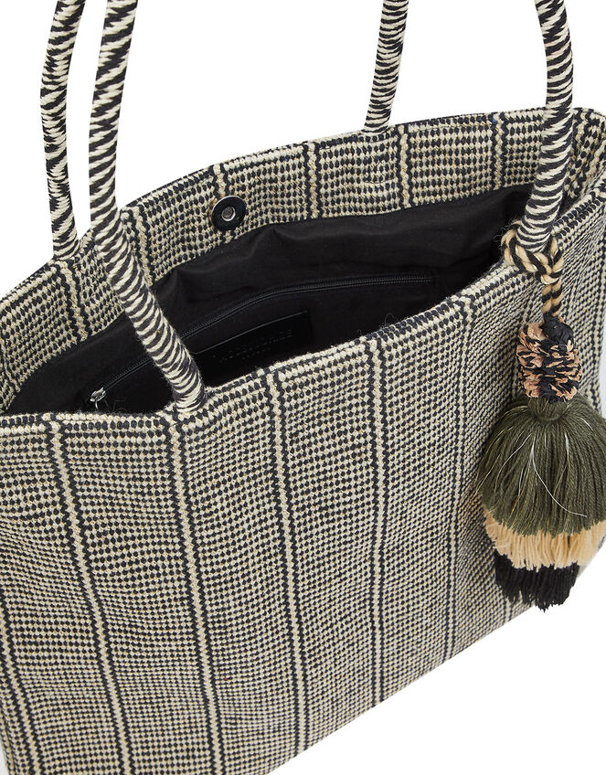 Meera Woven Shopper Bag with Tassel Trim, , large
