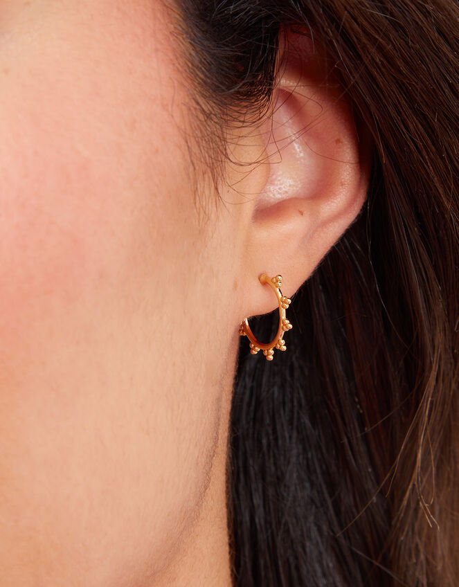 14ct Gold-Plated Beaded Hoop and Stud Set of Two, , large
