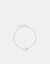 Sterling Silver Heart Initial Bracelet, Silver (ST SILVER), large