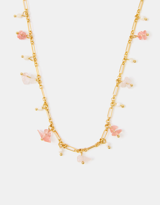 14ct Gold-Plated Semi Precious Charm Necklace, , large