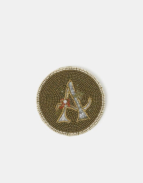 Beaded Initial Coaster, Gold (GOLD), large