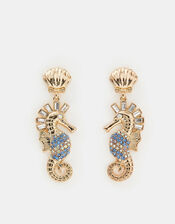 Statement Seahorse Drop Earrings, , large