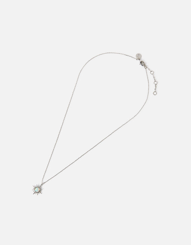 Platinum-Plated Opal Starburst Pendant Necklace, , large