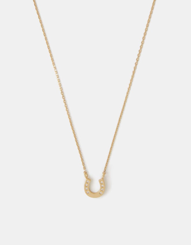 14ct Gold-Plated Horseshoe Pendant Necklace, , large