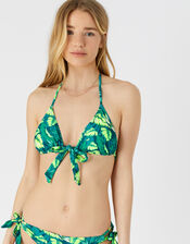 Leaf Print Triangle Bikini Top, Green (GREEN), large