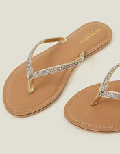 Daniella Beaded Flip Flops, White (CRYSTAL), large