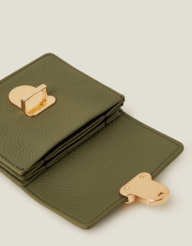 Push Lock Card Holder, Green (KHAKI), large