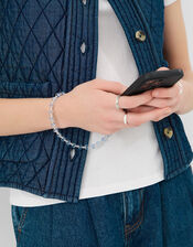 Beaded Wrist Phone Strap, Blue (BLUE), large