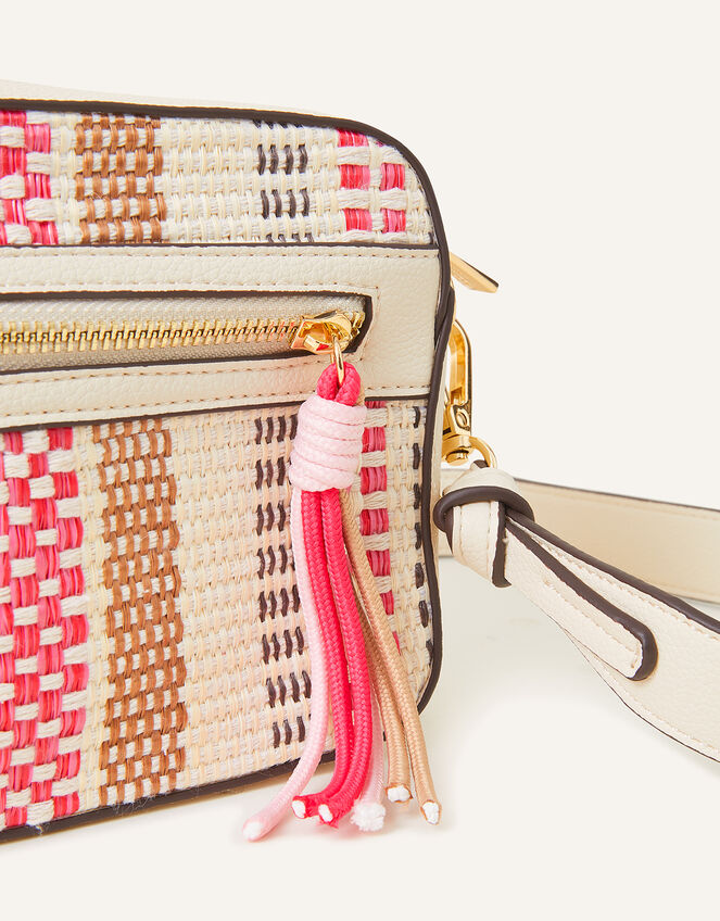 Raffia Stripe Cross-Body Bag, , large