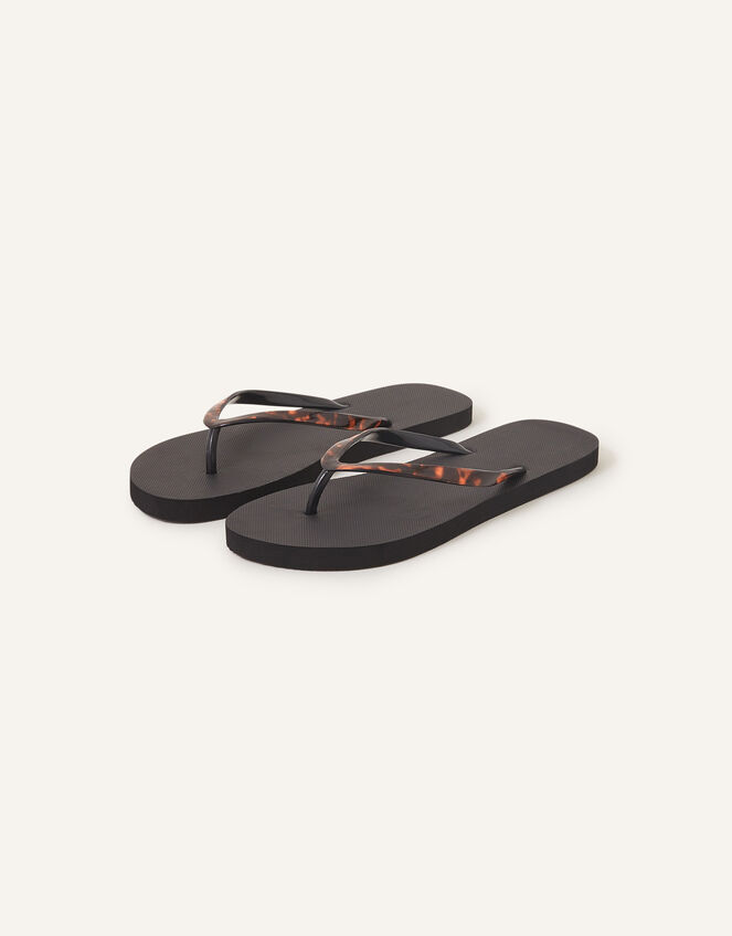 Tortoiseshell Toe-Post Flip Flops, Black (BLACK), large