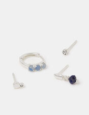 4-Pack Sterling Silver-Plated Blue Quartz Earrings, , large